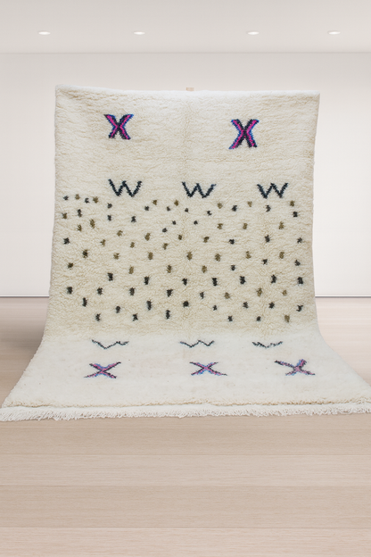 Azilal Pile Rug — Ivory Constellation with “X” & “W” Charms