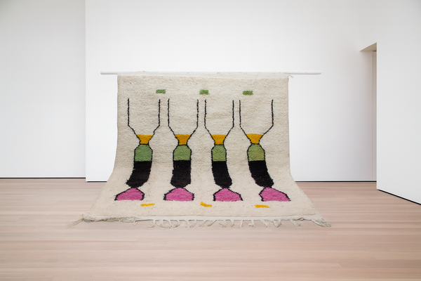 Boujaad Geometric Totems — Ivory Ground with Pink, Green & Saffron