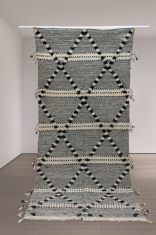 Zanafi Boujaad Runner — Wool Striped Flatweave with Raised Diamond Tufts