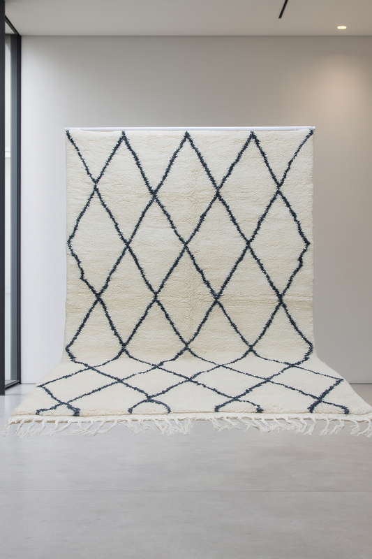 Beni Ourain Midnight Lattice — Ivory Wool