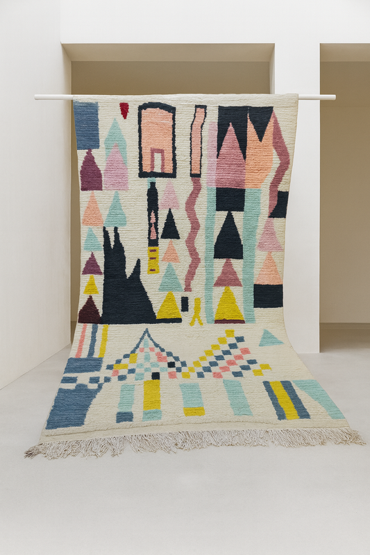 Boujaad Abstract Atlas — Geometric Pastel Wool Weave