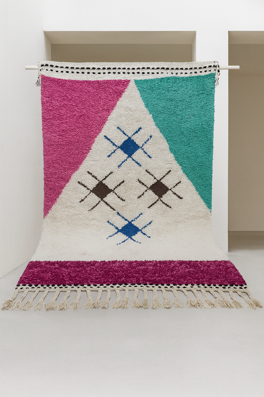 Boujaad Horizon — Magenta & Teal Wool Weave