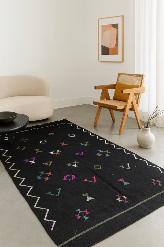 Boujaad Kilim — Midnight Amazigh Geometry