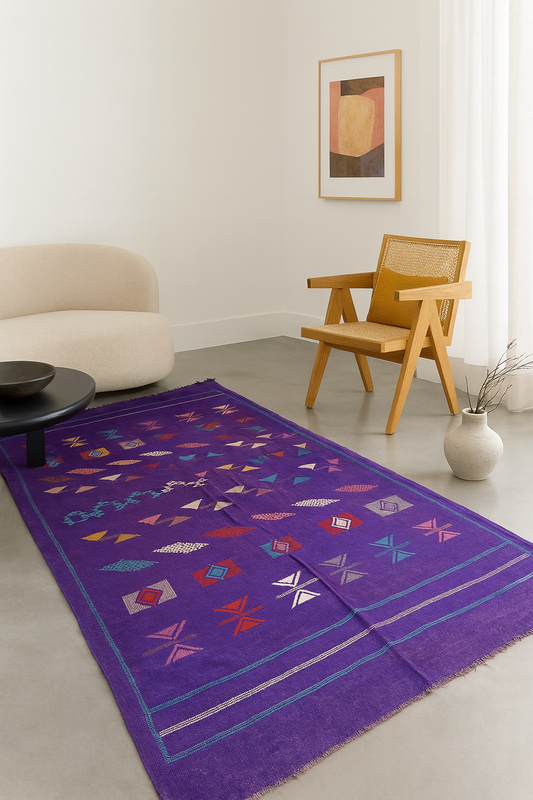 Boujaad Kilim — Imperial Violet Amazigh Motifs