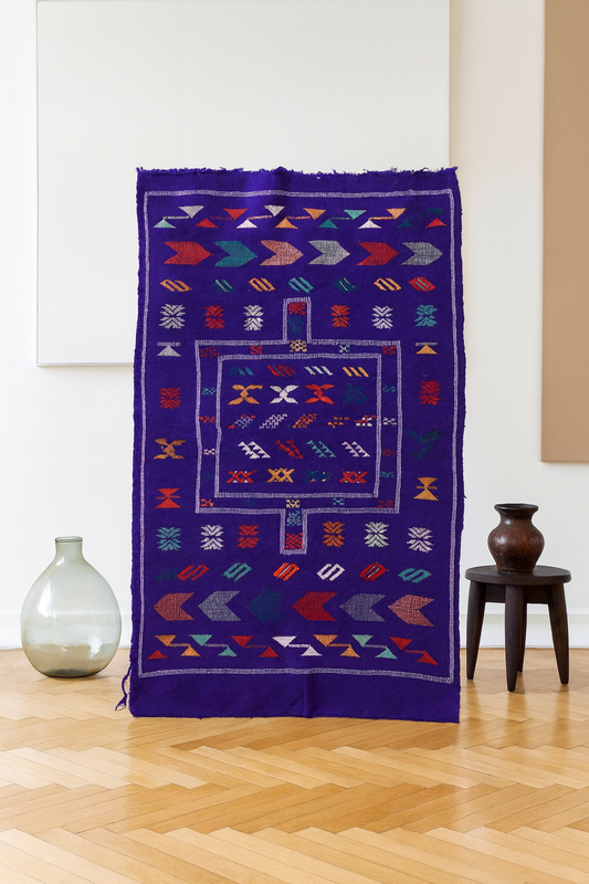 Boujaad Signet Kilim — Royal Violet Panel