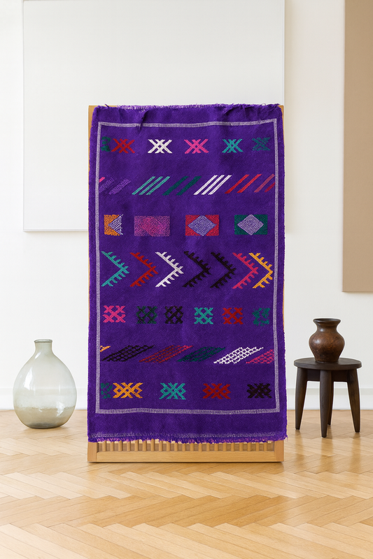 Boujaad Motif Kilim — Royal Violet Field