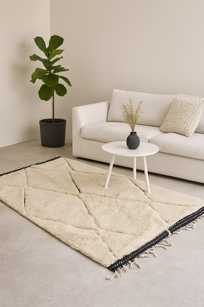 Beni Ourain Broken Diamond Lattice — Ivory & Charcoal End-Band