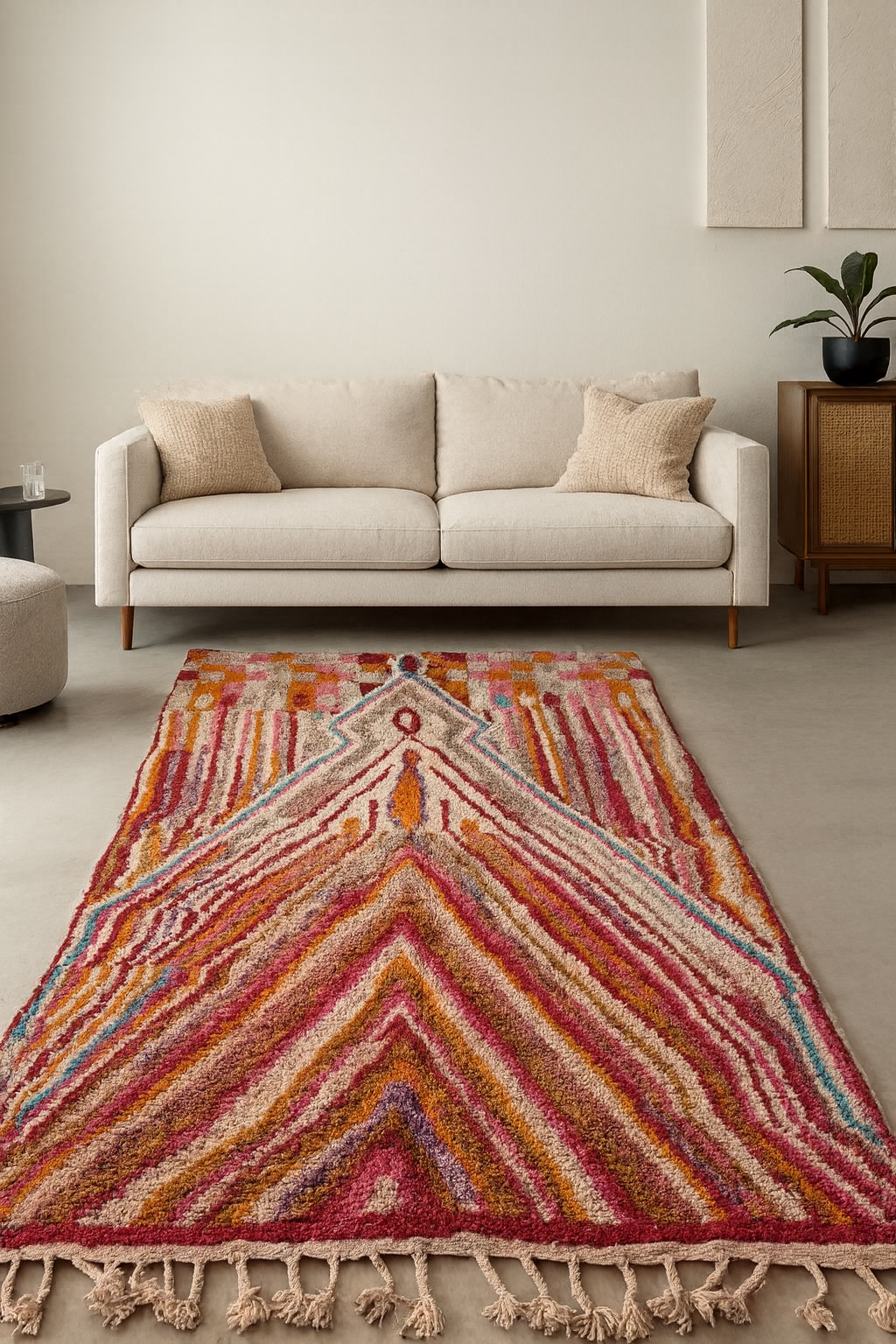 Song of the Source – Chromatic Diagonal Boujaad Rug from the Western ...
