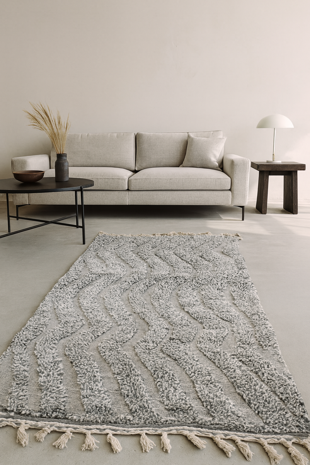Boujaad Tonal Chevron — Stone Grey Wool