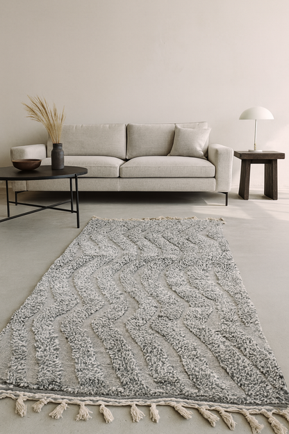 Boujaad Tonal Chevron — Stone Grey Wool