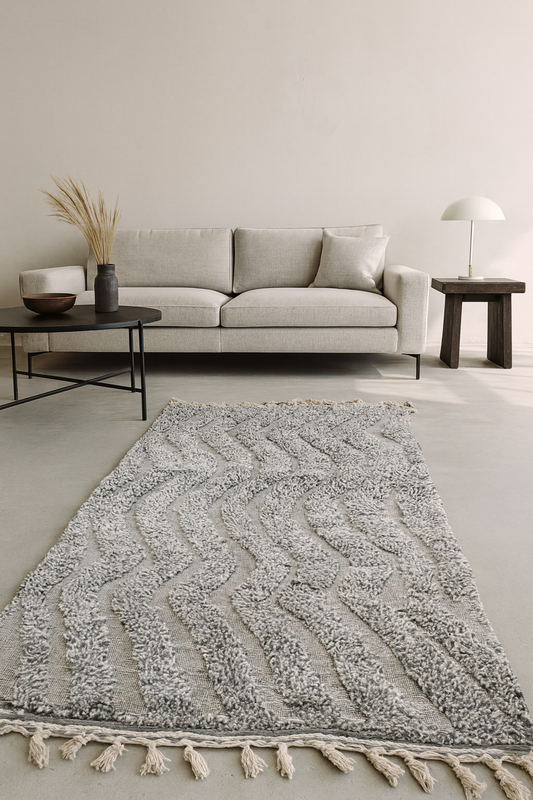 Boujaad Tonal Chevron — Stone Grey Wool