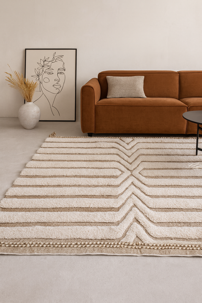 Marmoucha Linear Terraces — Sculpted Atlas Wool in Sand & Clay