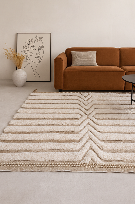 Marmoucha Linear Terraces — Sculpted Atlas Wool in Sand & Clay