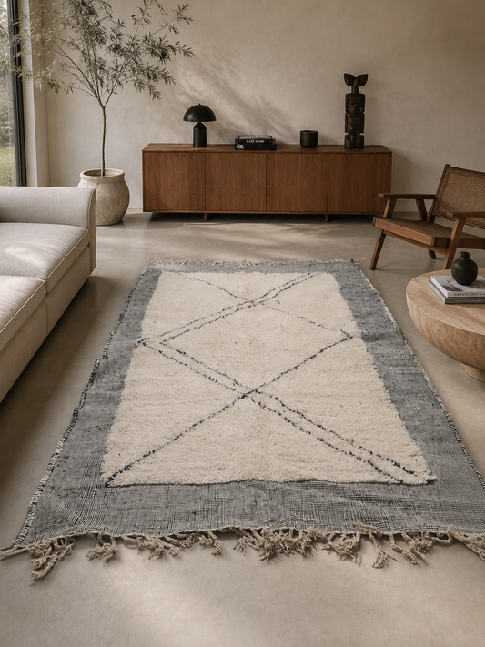 Boujaad Monochrome Framed Field Rug
