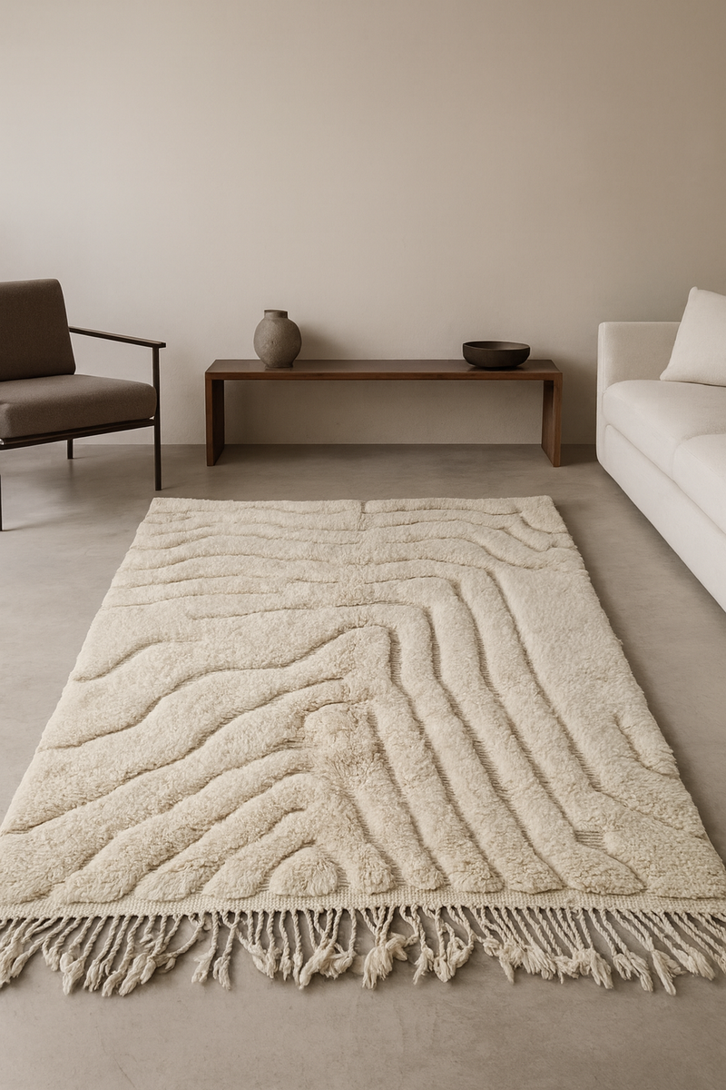 Marmoucha Contour Relief — Ivory Sculpted Field