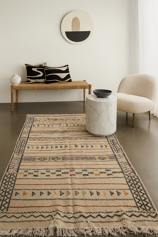 Zemmour Kilim Caravan Arrows — Sand & Charcoal