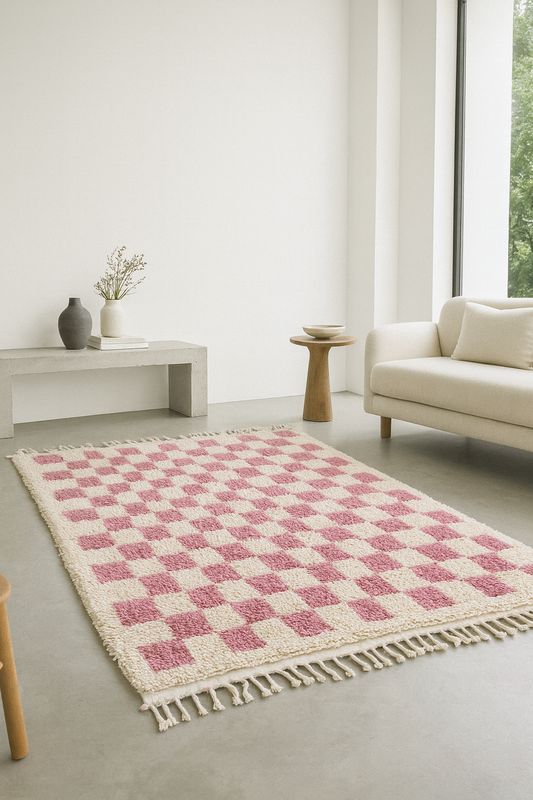 Dusty Rose Checker — Marmoucha Reticulated Field