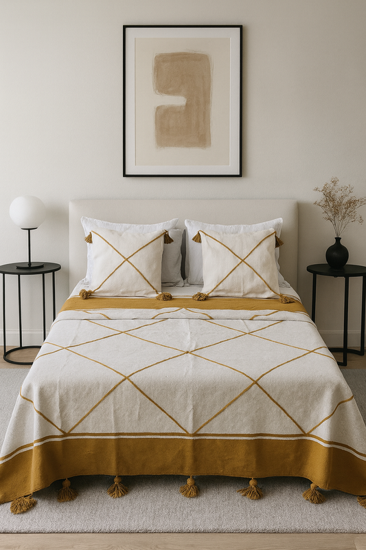 Safi Loom Set — Saffron Lattice on Ivory