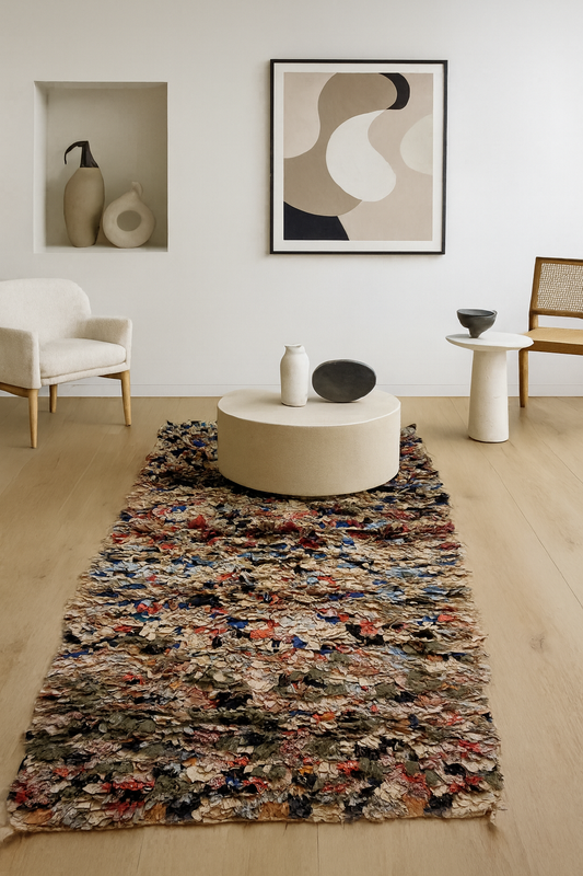 Boucherouite Earthbound Strata — Upcycled Rag Pile