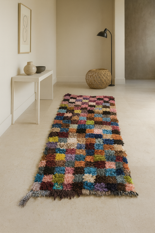 Boucherouite Checker Mosaic — Upcycled Runner