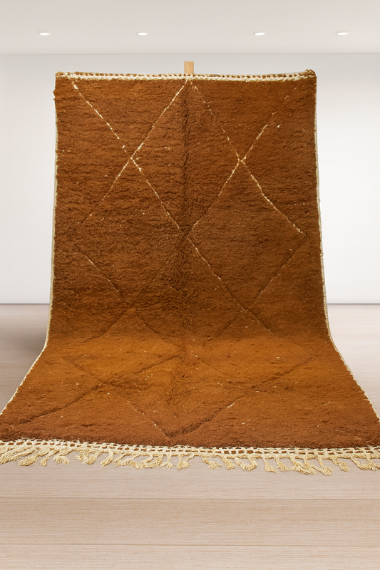 Marmoucha Pile Rug — Burnished Terracotta with Ghost Lattice