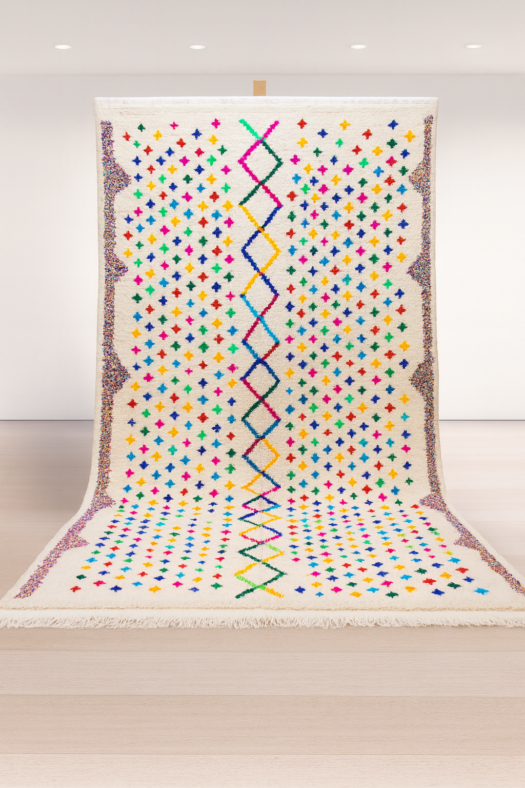 Azilal Confetti Field — Ivory with Central Zigzag