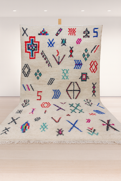 Azilal Glyph Scatter — Ivory Field with Multicolor Signs