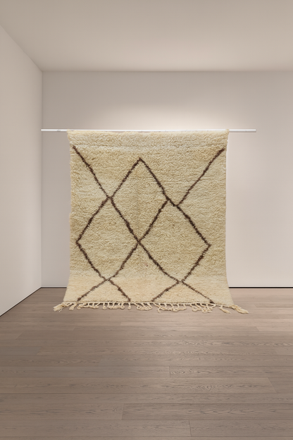 Marmoucha Lattice Rug — Ivory with Cocoa Diamond Grid
