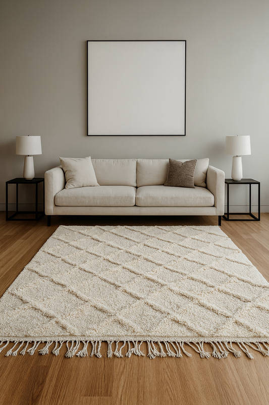Marmoucha Diamond Lattice — Natural Ivory Wool