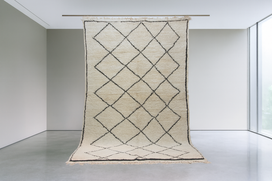 Beni Ourain Fine Grid Lattice — Ivory Wool