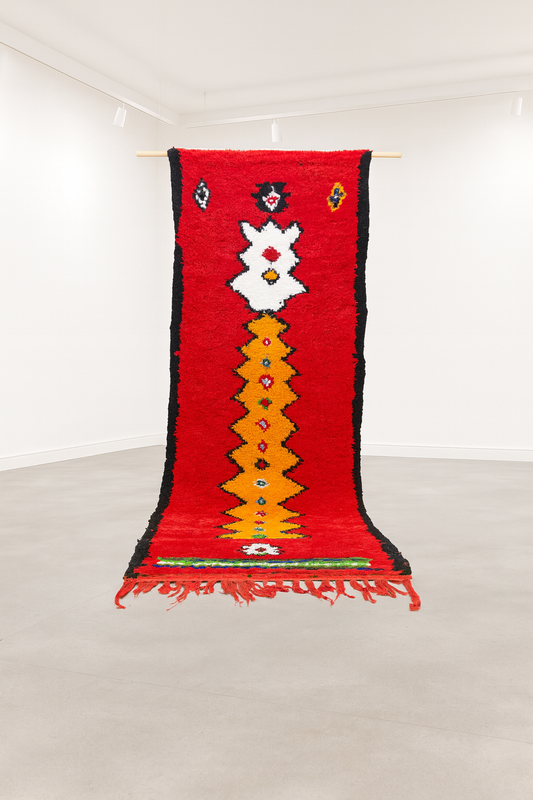 Aït Zayane (Kubba) Sun-Spine Runner — Red Field with Talismanic Crowns