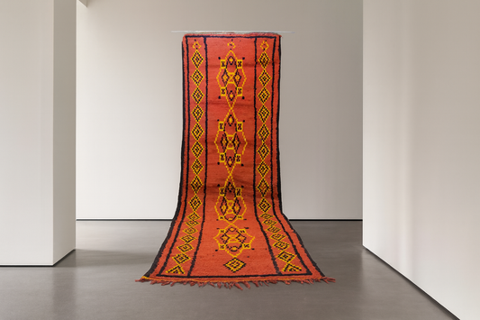 Boujaad Saffron Spine Runner — Coral Field with Diamond Guard Chains