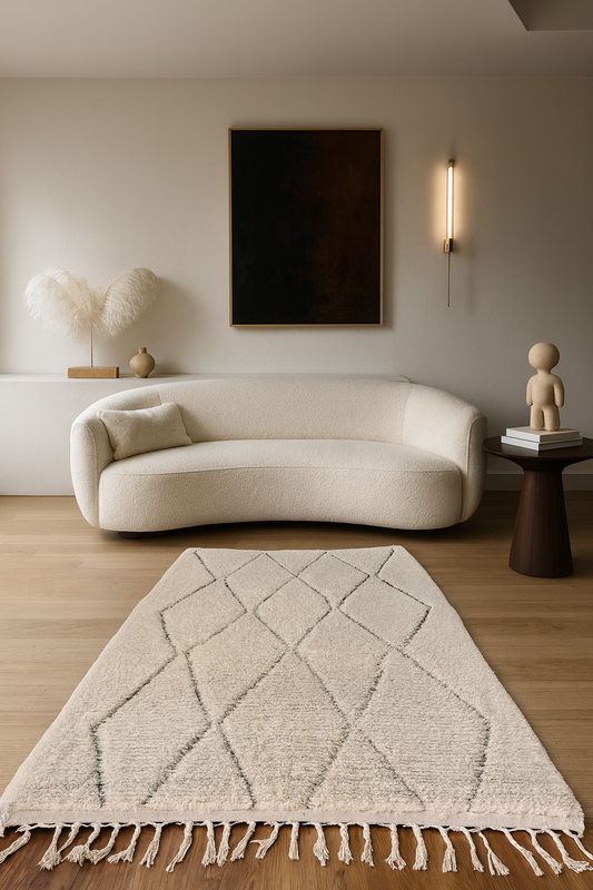 Rivers of Light – Beni Ourain Rug with Linear Glyph Flow