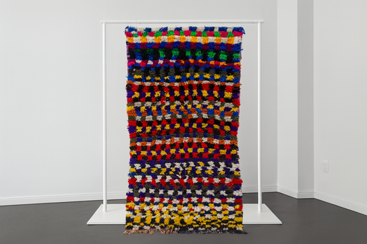Boucherouite Pixel-Check Mosaic — Multicolor Reclaimed-Textile Rug