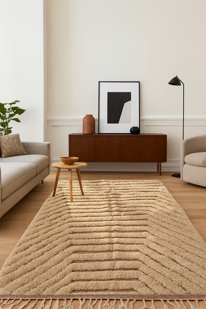 Layer Echo – Stepped Chevron Beni Ourain Rug in Natural Ivory