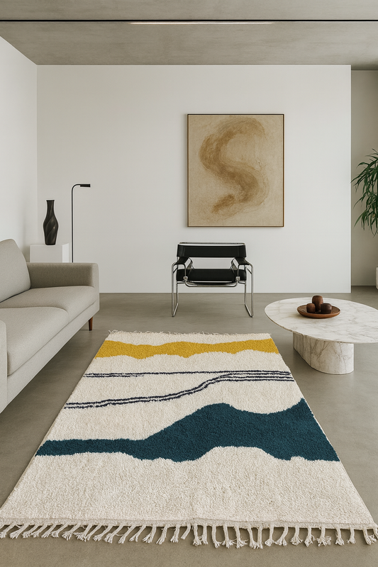 Sun Kissed Horizon – Aït Zyan Rug with Earth & Gold Geometry