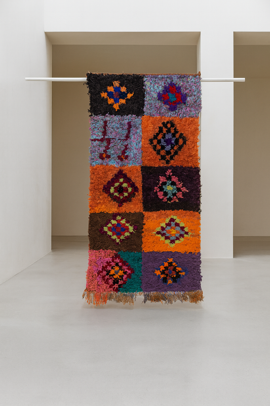 Boucherouite Mosaic Runner — Multicolor Reclaimed-Textile Checker