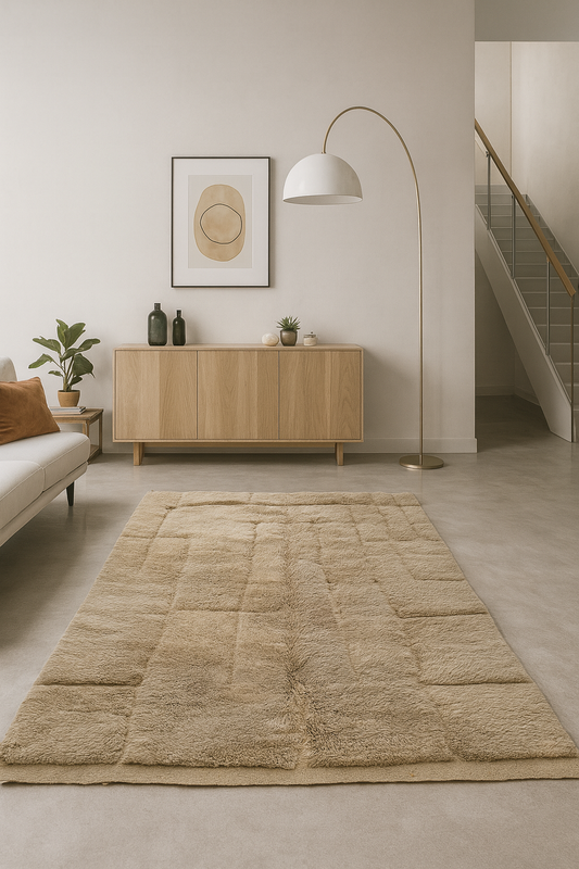 Taupe Relief Grid — Beni Mrirt Sculpted Checker