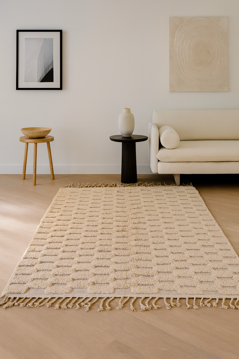 Marmoucha Relief Grid — Chalk Ivory