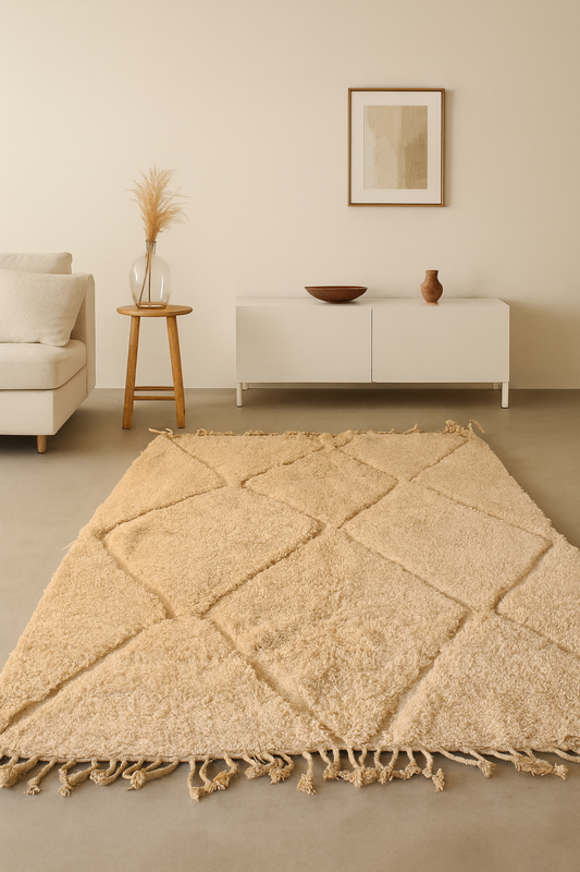 Marmoucha Diamond Lattice — Natural Ivory Wool