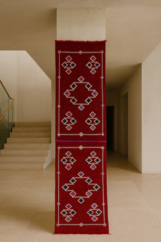 Crimson Gate — Boujaad Moubra Kilim Runner