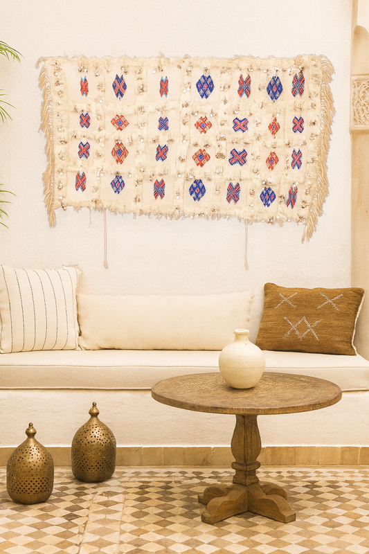 Rosette Panel Handira — Boujaad Wedding Blanket