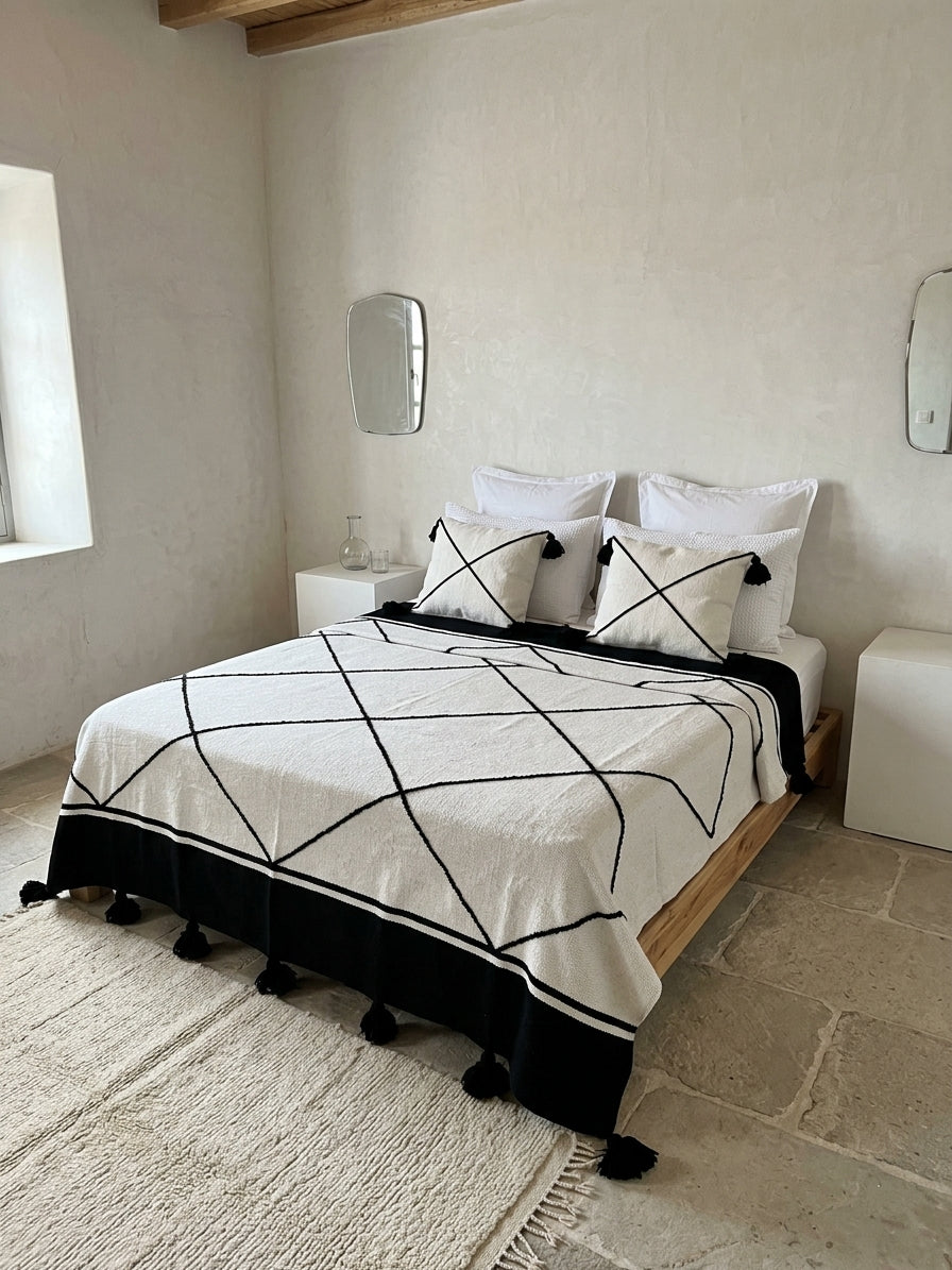 Safi Loom Set — Ink Lattice on Ivory