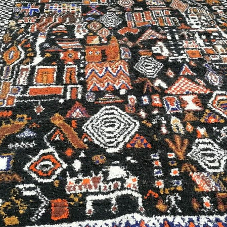 Tapisserie d'archives Boujaad — Chef-d'œuvre en laine à motif cubiste 