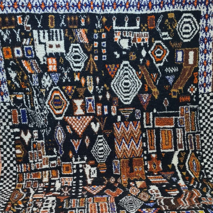 Tapisserie d'archives Boujaad — Chef-d'œuvre en laine à motif cubiste 