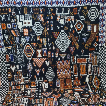 Tapisserie d'archives Boujaad — Chef-d'œuvre en laine à motif cubiste 