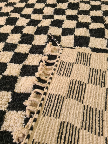 Stitched Balance – Beni Ourain Checkerboard Rug in Black & Ivory