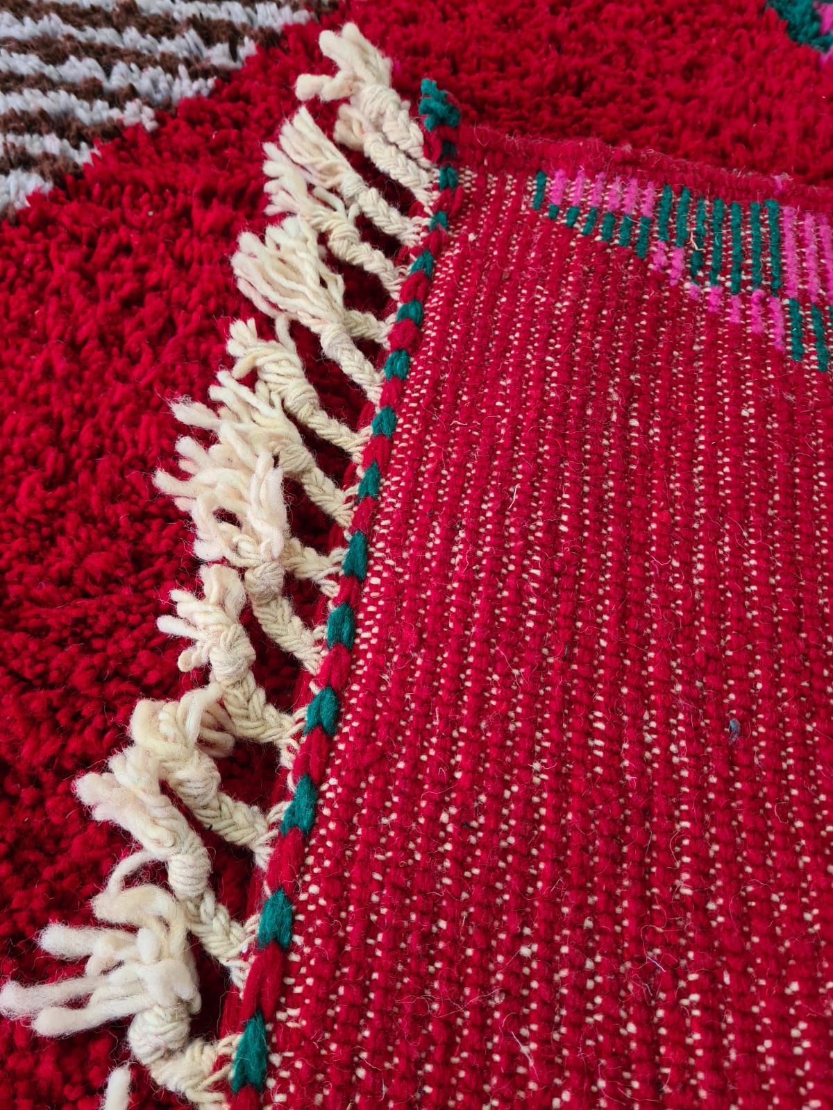Scarlet Echo – Beni Mrirt Rug with Lozenge in Celebration Weave