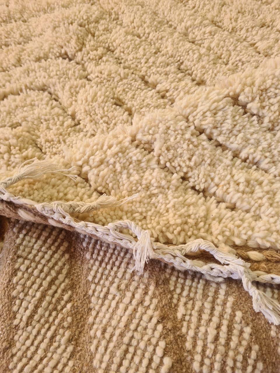Echo Lines – Ivory Chevron Texture Rug by Beni Ourain Weavers