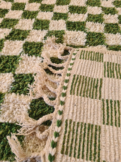 Verdant Check – Beni Mrirt Checkerboard Wool Rug